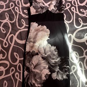 Back and white flower formal dress